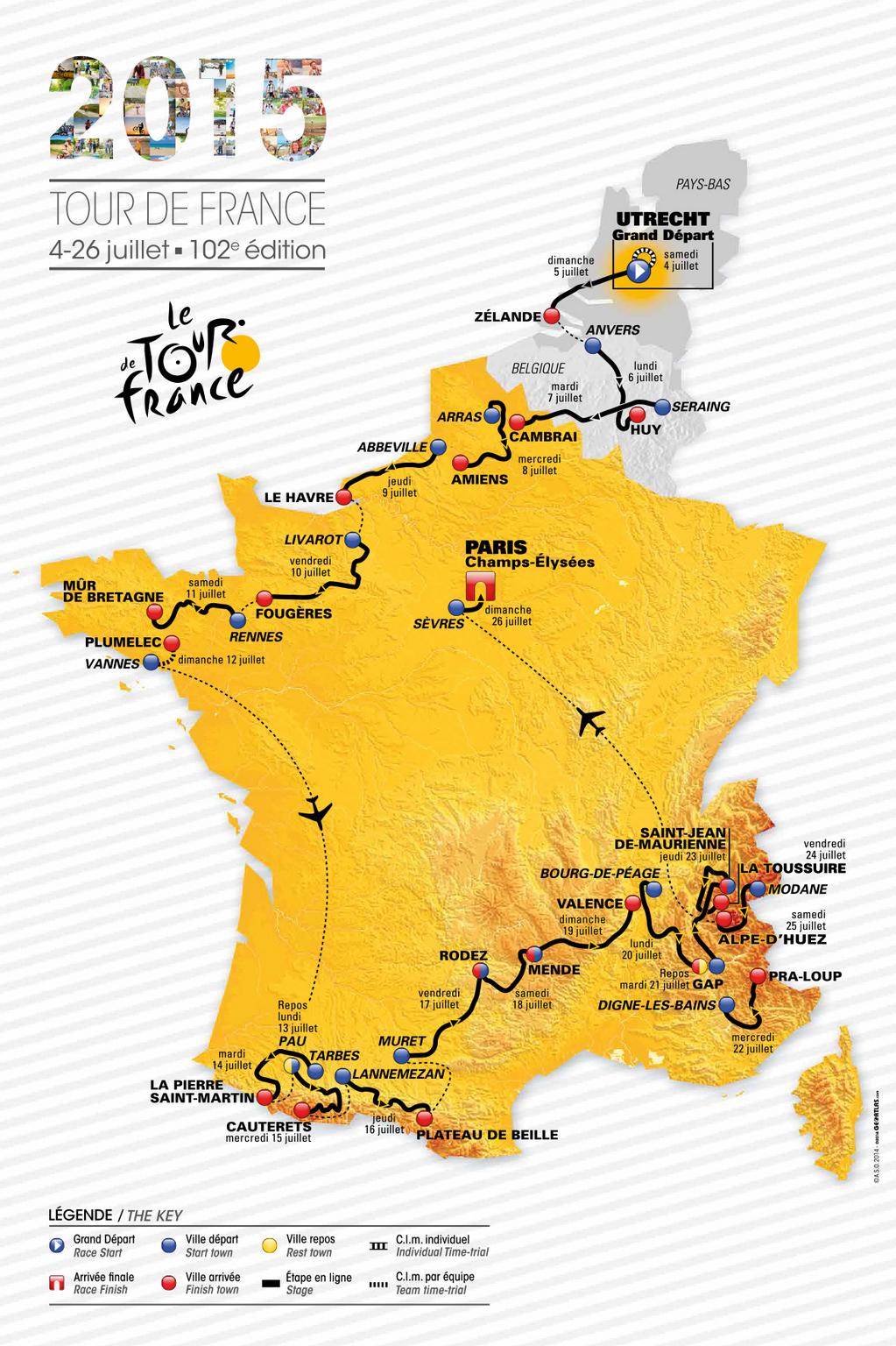 Le Tour de France 2015 ét. 18 : Victoire de Romain Bardet (Ag2r La Mondiale) devant Pierre Roland